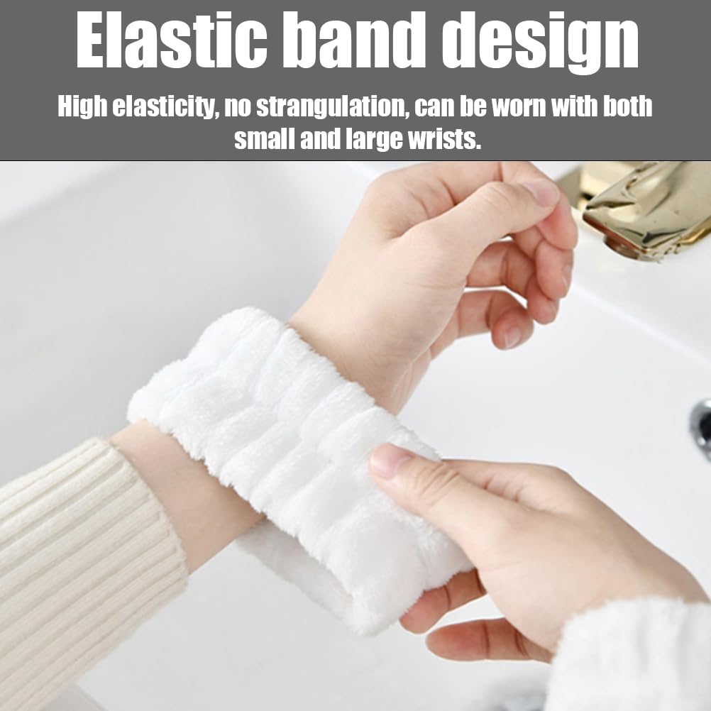 Fc'Noqgn 4 pcs SPA Wrist Wash Toalla Absorbente de Microfibra para la Cara y la Ducha (Blanco Gris)