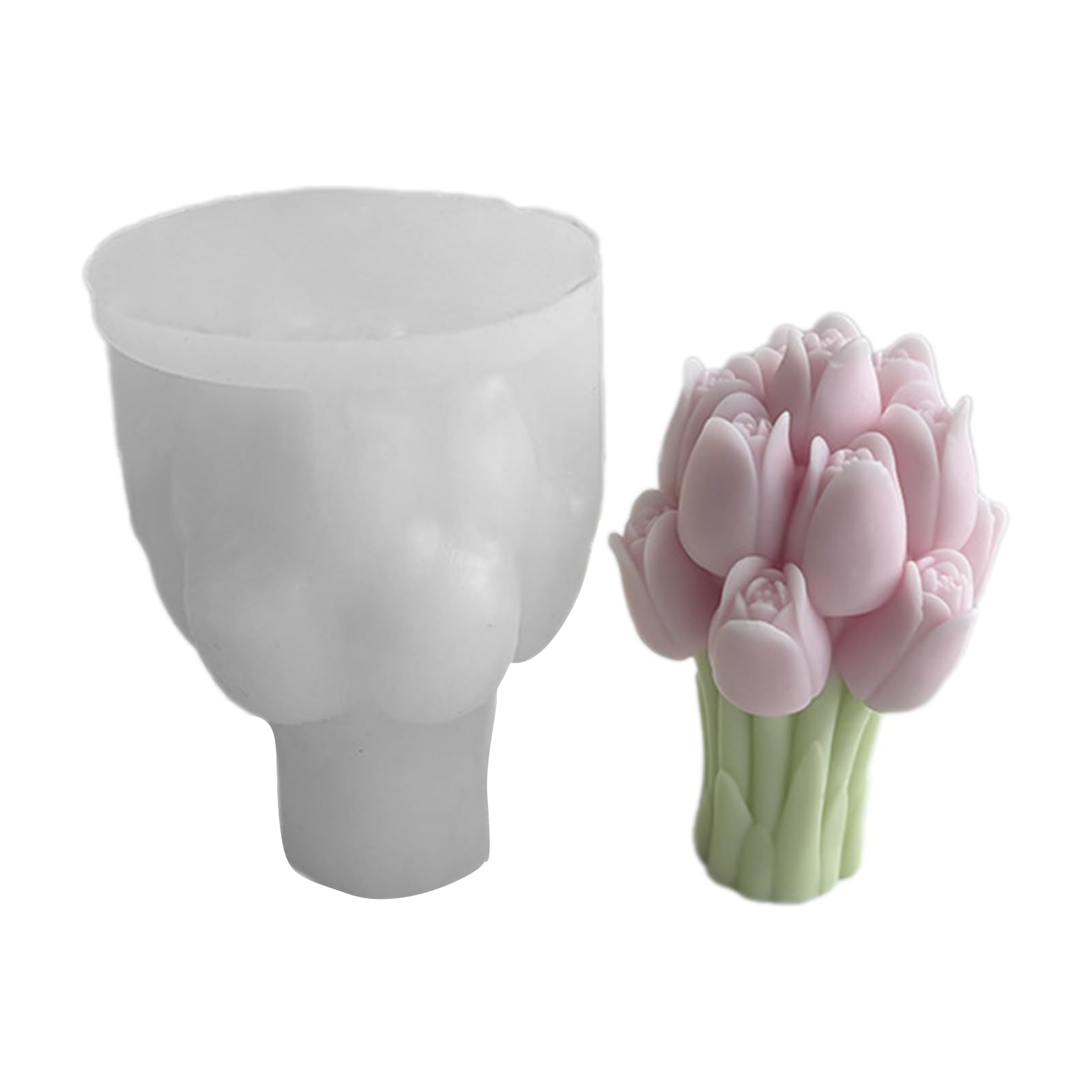 Haiki White Beautiful Resin Silicone Moulds Ornaments Molds Tulips Bouquets Shaped Statue Molds Silicone Candle Moulds For Crafting