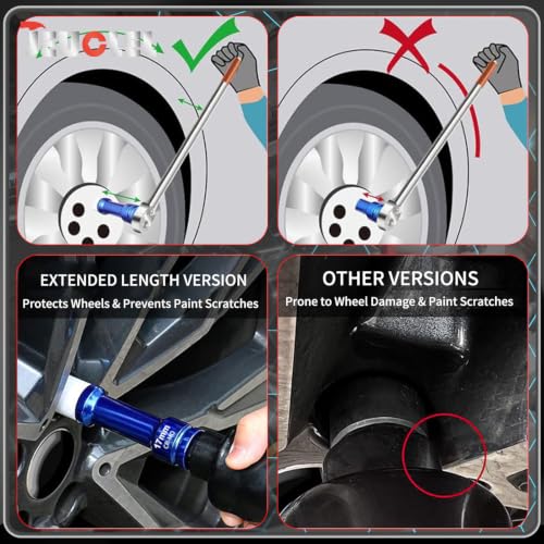 Image of 17mm 1 /2 inch Extra-Long Wheel Protector Impact Socket, Lug Nut Removal | 6 Point, Non-Marring, Thin Wall, Deep Socket, Wheel Protector, Protective Socket, Color-Coded, Cr-Mo Steel, Hand Repair Tool