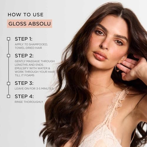 Image of Kerastase Gloss Absolu Anti-Frizz Foaming Conditioner For Bouncy, Glossy Hair | Fine To Medium Hair | 4-Days Anti-Frizz | With Hyaluronic & Glycolic Acid, Wild Rose-In-Oil | 250ml