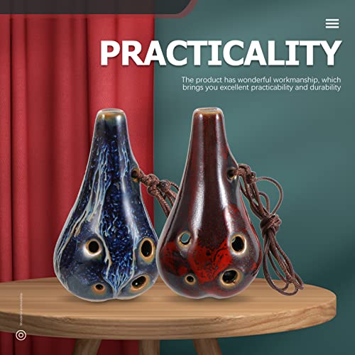 Vaguelly 6 Hole Ocarina Alto C Ceramic Ocarina Musical Instrument Gift For Beginner Kids Adults With Neck- Strap Wind Instrument Random Color #TOP5