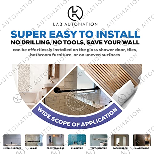 Lab Automation Suction Cup Towel Bar For Bathroom – Shower Glass Door Mount Towel Holder – Bath Towel Holder For Shower Glass Door – Strong Suction Adhesion For Bathroom Door (18Inch, Black) #TOP1