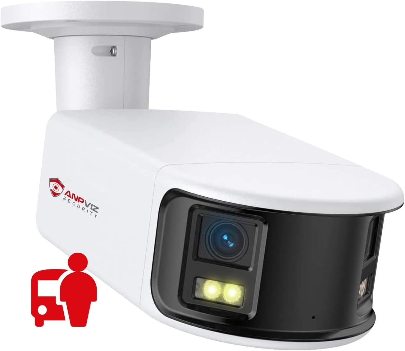 6MP PoE Wide Angle Security Camera Outdoor, Panoramic 180° Dual-Lens IP Bullet Camera with Human/Vehicle Detection, Full Metal Housing, Two Way Talk, Built-in MicroSD Card Slot (H Series)