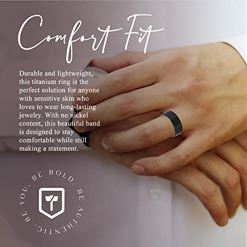 Thorsten Jewelry - Titanium Wedding Band Ring For Men - Black Engraved Promise Ring For Couples Comfortable & Durable - Ideal For Weddings, Engagements & Anniversaries 8Mm Size 13.5 #TOP4