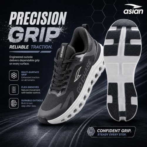 Image of ASIAN Quantum-56 Men's Running Shoes with Stylish Air Coil Sole, Breathable Knit Upper, Lightweight & Memory Foam Cushioning for All-Day Comfort