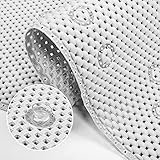 Gran cobertura: esta alfombra de baño mide 91x43cm, lo suficientemente larga para adaptarse a todo tipo de baños. Una gran opción para el hogar, el gimnasio, el spa y más. Humedezca la bañera con un poco de agua antes de llenar la alfombrilla baño, luego presione la alfombra de baño con las manos para asegurar las ventosas firmemente en la bañera lisa. Simplemente cuélguelo y séquelo al aire después del lavado.