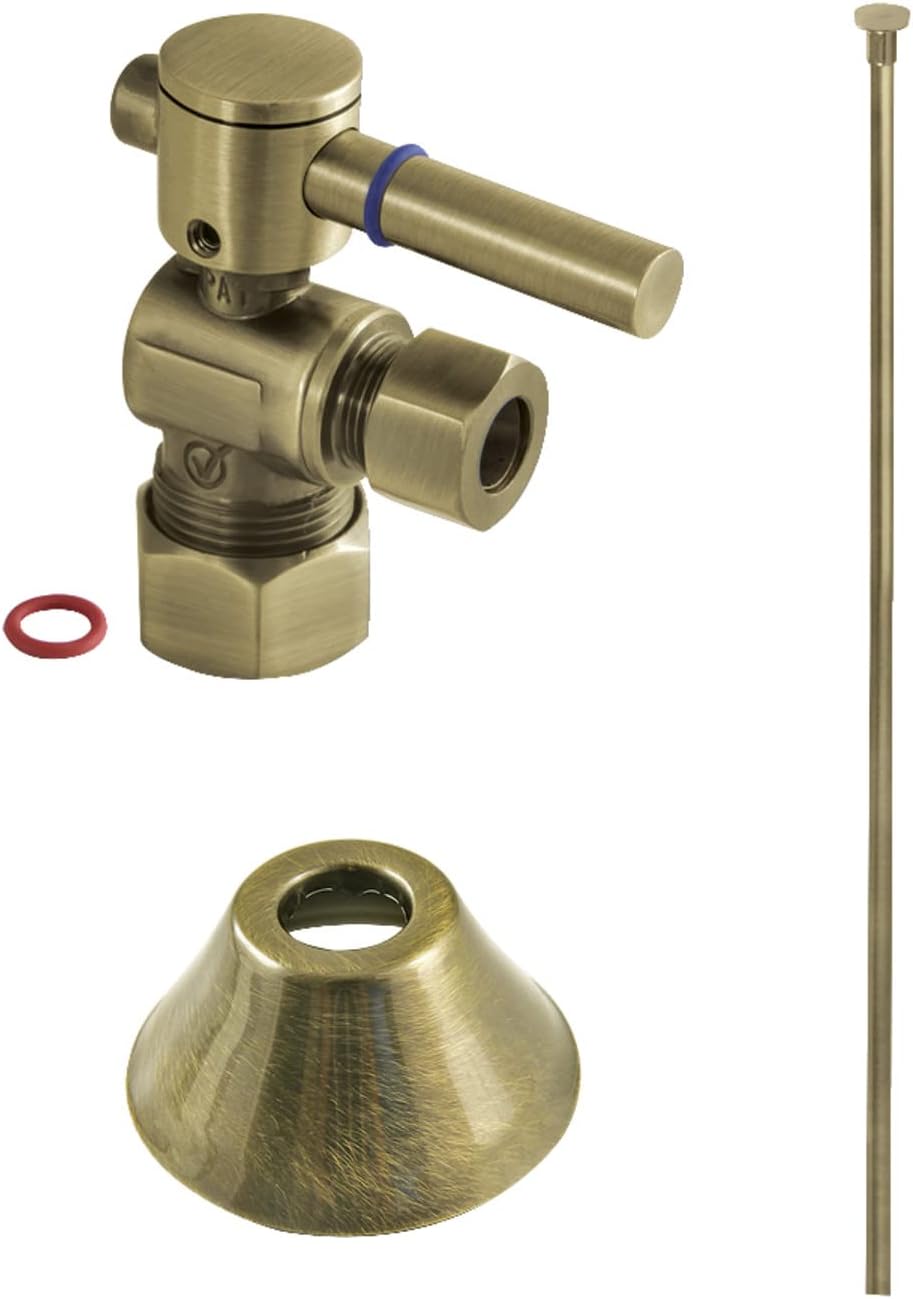 Kingston Brass CC53303DLTKF20 Modern Plumbing Toilet Trim Kit, 5/8" x 3/8" O.D. Comp, Antique Brass
