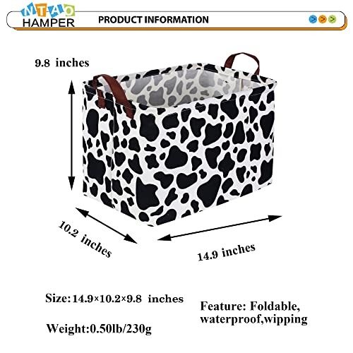 Ntaohamper Rectangular Cow Storage Basket,Waterproof Cowprint Box With Handles For Bedroom,Baby Room Decor,Gift Basket For Cow Lovers,Collapsible Kids Toys Bin(Cow) #TOP4