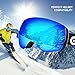 Odoland Large Spherical Frameless Ski Goggles for Men and Women, S2 OTG Double Lens Goggles for Skiing, Snowboaring, Snowmobile, UV400 Protection & Anti-Fogging, Blue