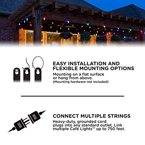 Enbrighten Seasons Led Warm White & Color Changing Café Lights With Stainless Steel Lens Shade, Outdoor String Lights, Black, 24Ft, 12 Lifetime Bulbs, Wireless, Weatherproof, Indoor/Outdoor, 43382 #TOP7