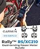Pedales de medidor de potencia de doble detección Garmin Rally RS/XC210 - Para ciclismo de carretera y todoterreno, compatible con calas Shimano SPD-SL/SPD, recargable 90h, métricas de dinámica de ciclismo con paquete de batería Wearable4U 4