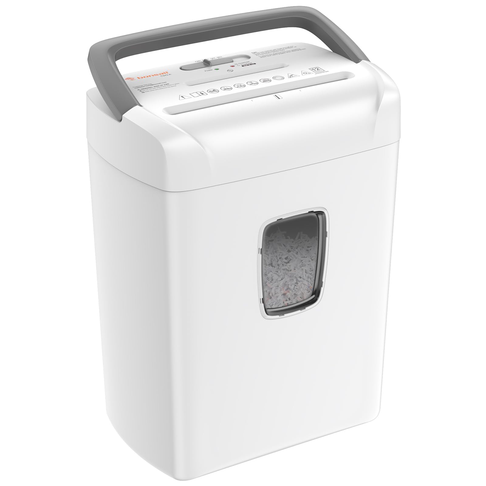 Bonsaii 12-Sheet Cross-Cut Shredder with CD & Credit Card Slot - P4 Security (5x25mm), 21L Bin, REV Mode for Jam Clearance, Overheat Protection - Ideal for Home Heavy Duty & Office Use, C243-A