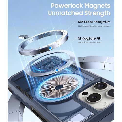 Image of KARWAN Tough Shockproof Back Case Cover Compatible with iPhone 16 Pro Max,Dual Layer Armor Protection with Matt Finish, Heavy Duty Rugged Cover with Magnetic MagEase Wireless Charging (Blue)