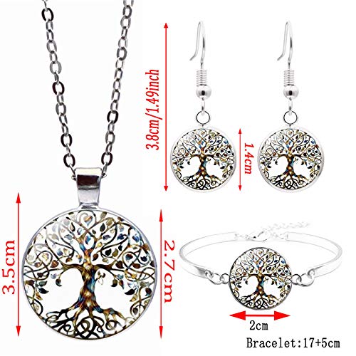 RTY Family Tree Life Tree Pendant Necklace Earrings and Bracelet Vintage Hopeful Life Tree 3pcs Jewelry Set2