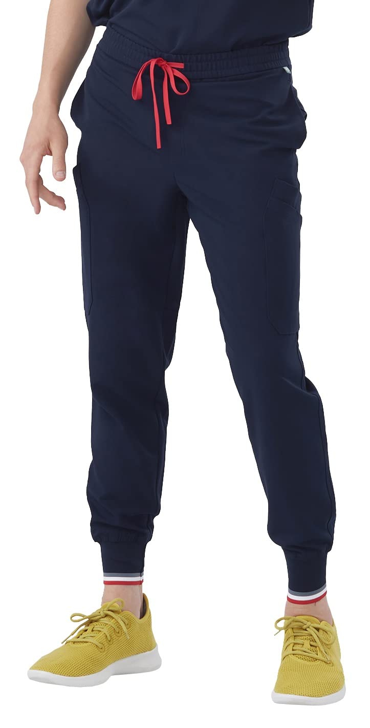 Mediclo Men's Medical Scrub Pants - Kodiak Jogger 10 Pockets Elastic Waist Eco Friendly Sustainable FYSEL Fabric Tapered Leg Workwear Navy MB6003RNAV04 S