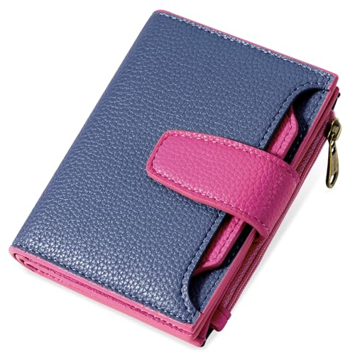Image of Airkit Small Wallet Women RFID Blocking Soft Leather Bifold Compact Card Holder Wallet for Women with Zipper Coin Pocket 4 ID Window