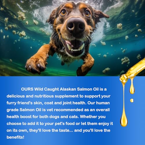 image for FANGCUN Alaskan Salmon Oil for Dogs, Omega 3 Fish Oil with Natural EPA