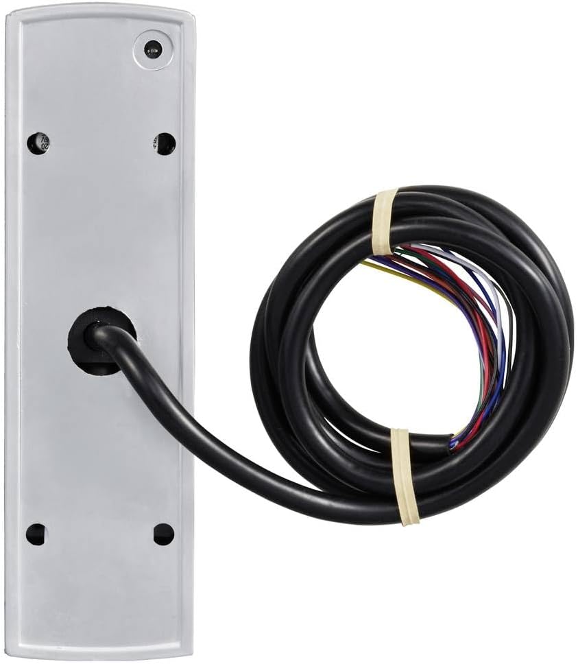 Indietro view of the Sygonix SY-6421352 RFID Code Keypad showing mounting holes and wiring harness