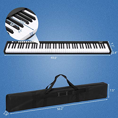 Glarry 88 Key Digital Piano Portable Touch Sensitive Electronic Keyboard W/Lighted Keys thumb #6