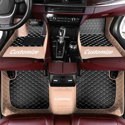 LUZiUNInk Car Mats, Car Floor Mats Fit 99% Custom, Ideal Floor Mats for Most Sedan, SUV, Sports Car, Luxury Car Mats Full Set, Floor Mats for Cars All Weather. (Beige and Black)
