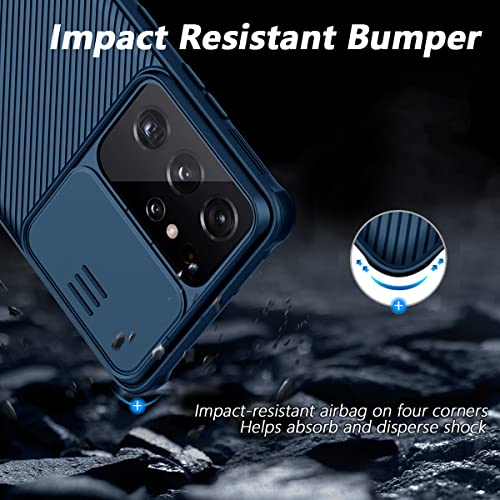 Imluckies For Samsung Galaxy S21 Ultra Case With Camera Cover, Hard Pc Back & Soft Bumper, Protective & Slim Fit, Camera Protection Case For Samsung Galaxy S21 Ultra 6.8"-Blue #TOP4
