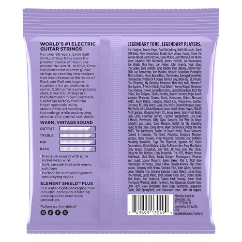 Image of Ernie Ball Ultra Slinky Classic Rock n Roll Pure Nickel Wrap Electric Guitar Strings 10-48 Gauge (P02257)