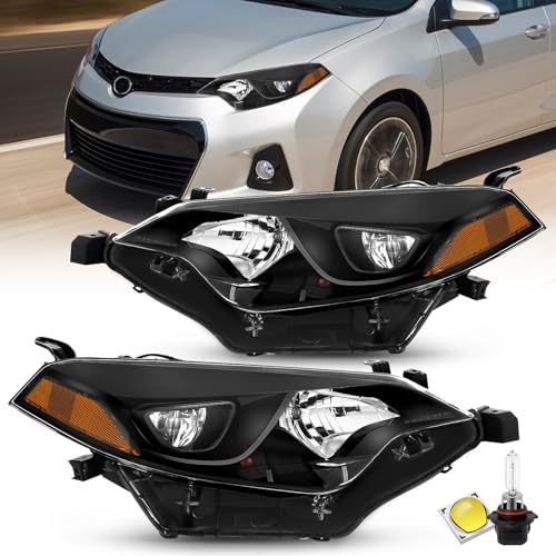 XGWZ LED Headlights Assembly Replacement for 2014 2015 2016 Toyota Corolla Base/CE/C/LE Eco/LE/L/S Plus/S/Sedan 4-Door with Bulbs (Driver and Passenger Side)