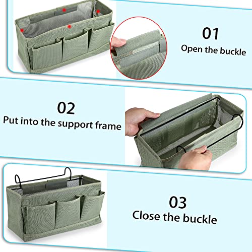 IGNPION Netz Nachttisch-Hängeaufbewahrung Betttaschen Körbe Schlafsaal Bett Organizer Caddy Mehrzweck-Hängeaufbewahrungstasche für Zuhause Büro Schule Wohnheim Krankenhaus, Grün