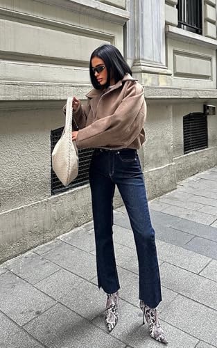 PIRAL Women's High-Rise Ankle Jeans – Classic Blue Straight-Leg Denim, 100% Cotton, 14” Rise & 26” Inseam, True to Size3