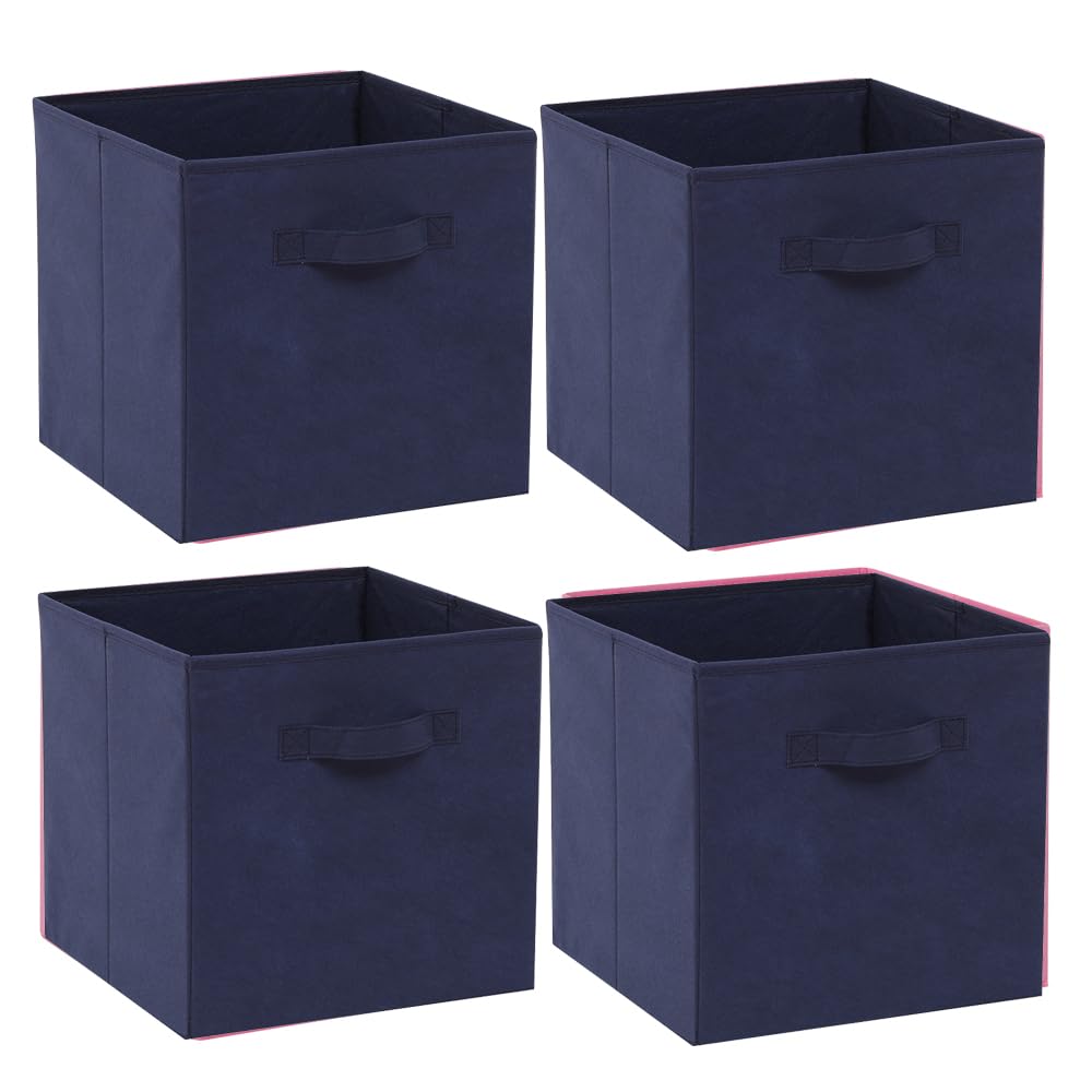 Homullel Foldable Storage Cube Boxes Set of 4, Storage Unit Box with Handle, Collapsible Storage Bins Organiser for Shelf Closet Organization — image 1
