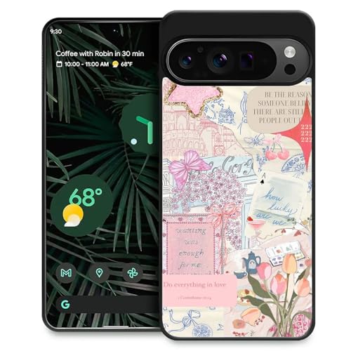 TAMEFOX Compatible with Google Pixel 9 Pro XL Case,Slim Soft Shockproof TPU Women Girls Boys Protective Cover Case for Google Pixel 9 Pro XL-Cute Floral Girly Aesthetic Collage