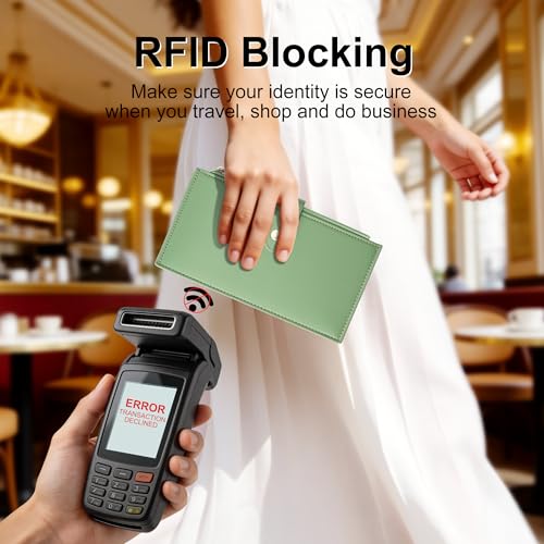 Image of Travelambo Leather Wallets for Women Slim RFID Blocking Bifold Credit Card Holder Wallet