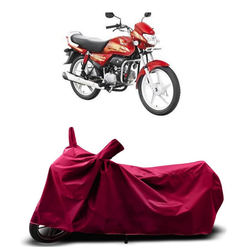 Image of DUFFEL-Two Wheeler Bike Cover Compatible for Hero Hf Deluxe Bs6 Heat Protectio /UV-Rays /Birds Dropping /DustProof /Waterproof Indoor Outdoor and Parking Full Protection All Variants [MAHROON]