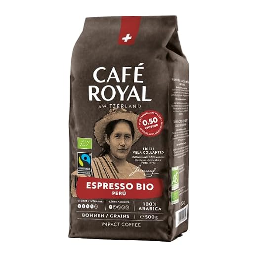 Café Royal Bio Espresso Peru – 100% Arabica Kaffeebohnen, aromatisch-intensiv, dunkle Röstung, Stärke 4/5, Bio & Fairtrade, 500 g ganze Bohnen