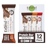 Extend Sugar Free Protein Bars, Perfect Diabetic Snacks, High Protein and Fiber, Hunger Control & Steady Energy, Low Carb, Keto Friendly (12 Count, Variety Pack)