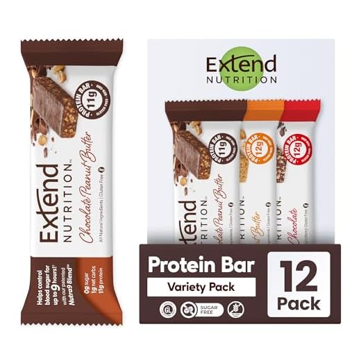 Extend Nutrition Diabetic Snacks for Sugar Control, Low Carb, Low Sugar, Low Calorie Snacks, Keto Friendly Snacks for Energy, Healthy Breakfast Diabetics, (4 Delicious Flavors Variety Pack of 12 Bars)