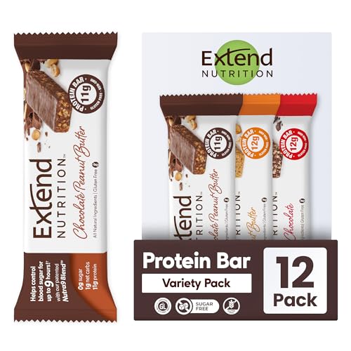 Extend Sugar Free Protein Bars, Perfect Diabetic Snacks, High Protein and Fiber, Hunger Control &...