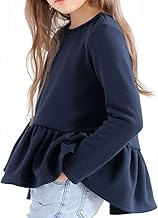 Bee taa05091 Fleece Lined Top, Girls, Kids, Sweatshirt, Warm Back, Plain, Simple, Peplum Autumn, Winter
