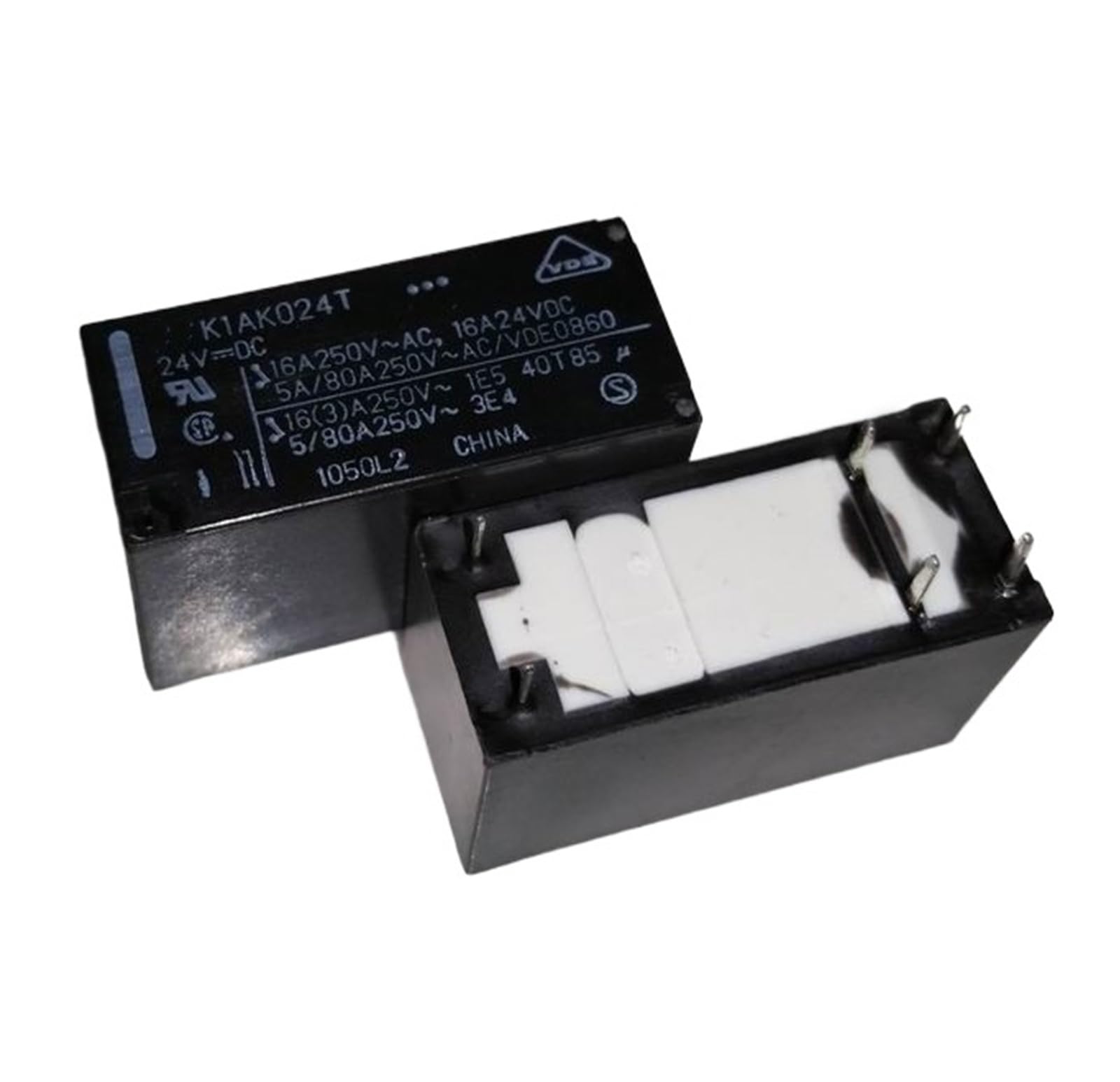 Relé electromecánico K1AK024T de 16A con configuración de seis terminales de soldadura