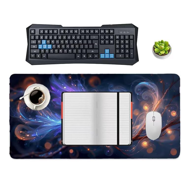 Tappetino Mouse Gaming XXL 1600 x 800 mm Tappetino Antiscivolo Sottomano Da Scrivania Per Mouse e Tastiera, Con Base In Gomma Antiscivolo, Lavabile, Mouse Pad Fantasia uccelli, Regalo per Uomo L-747