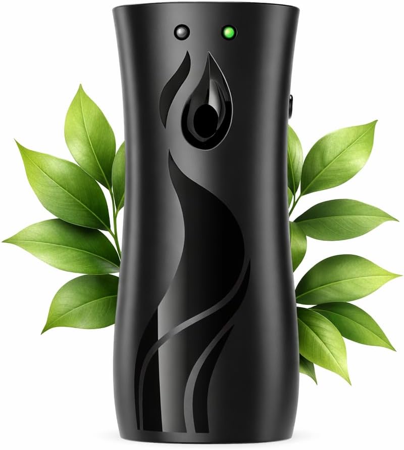 Automatic Air Freshener Dispenser, Wall Mounted or Free Standing Spray Machine, Adjustable Timer, Battery Operated, Compatible with Most Standard Spray Cans for Bathroom, Office & Home (White)