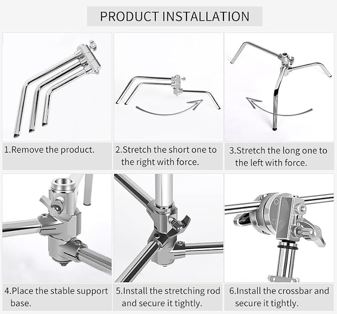 Soporte C Heavy Duty con Brazo y Ruedas,Acero inoxidable,10.8 pies miniatura 8