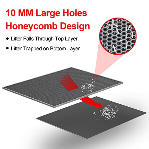 Waretary Cat Litter Mat, Pretty Trapping Mat For Little Box, 30" X 24" Inch Honeycomb Double Scatter Control Layer Mat For Kitty, Urine & Waterproof, Washable, Easy Clean #TOP2