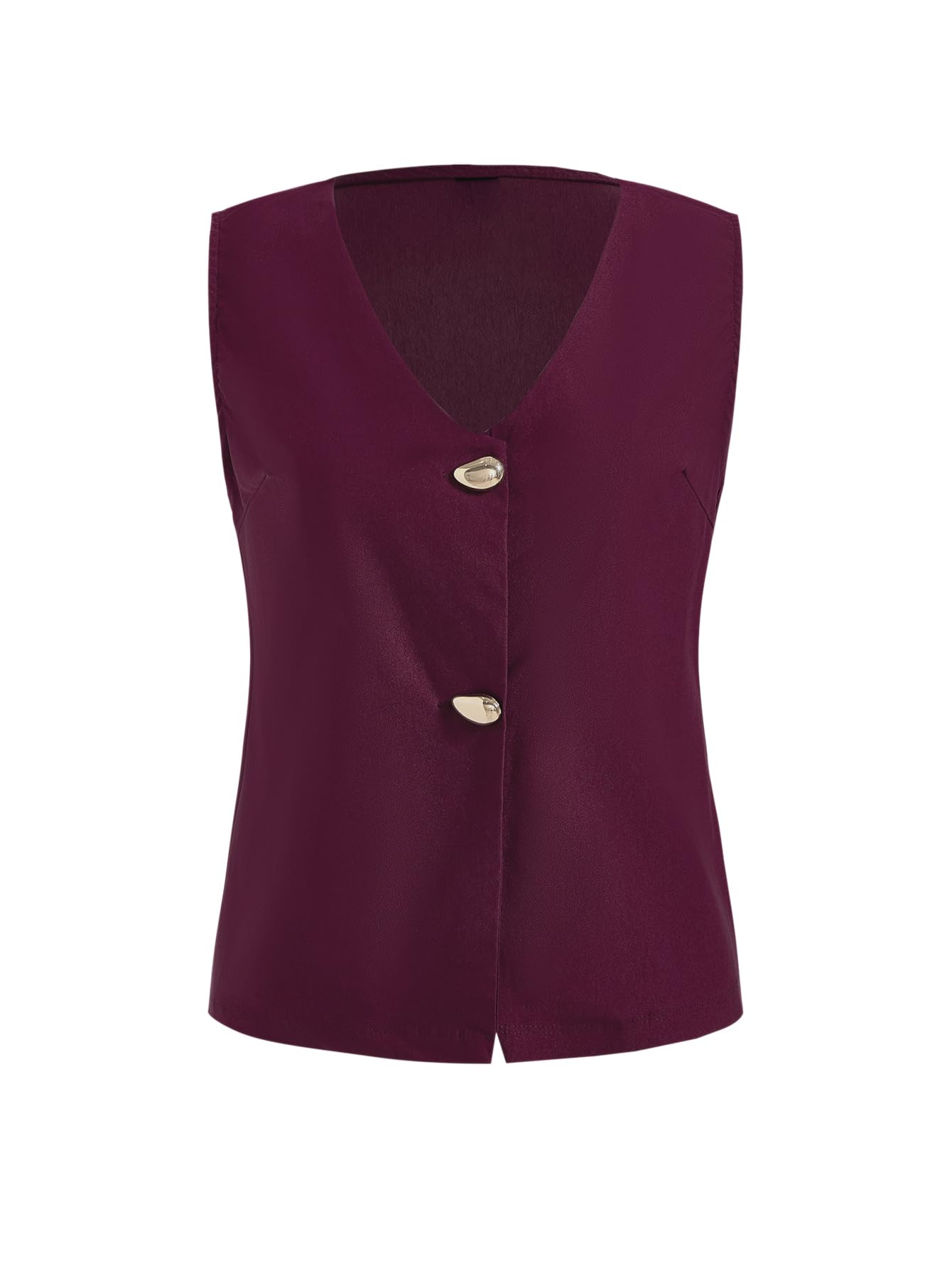 Womens Summer Button Up V Neck Vest Top Elegant Sleeveless Work Office Tops
