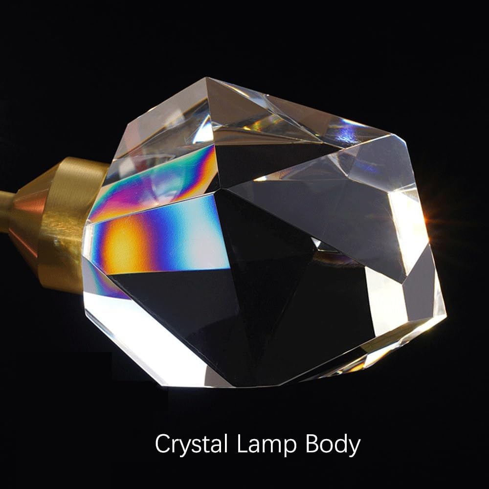 Modern Crystal LED Flush Mount Ceiling Light Gold Finish Diamond Shape Fixture 3 Color Dimmable Small Decorative Hallway Entryway Foyer Lamp