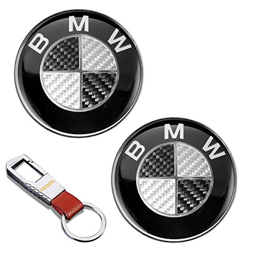 2Pcs 82mm Aluminio Emblema Badge Carbono Emblem Logo Delantero Capó y Maletero...