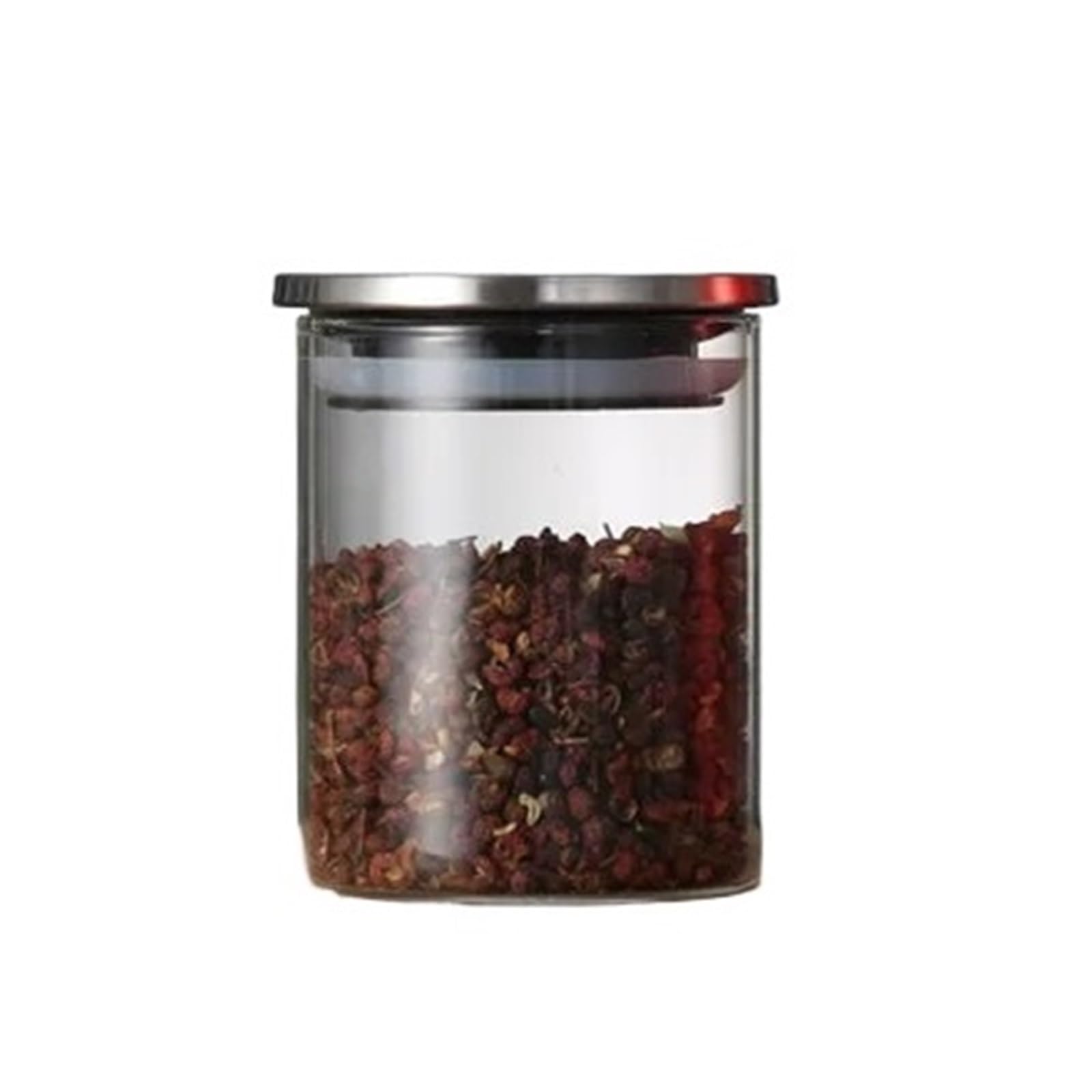 LSNNMU 2pcs Glass Canister Stainless Steel Cover Spice Jars Storage Tank Coffee Bean Dried Fruit Food Containers Kitchen Accessories For Preserving(65x80mm)