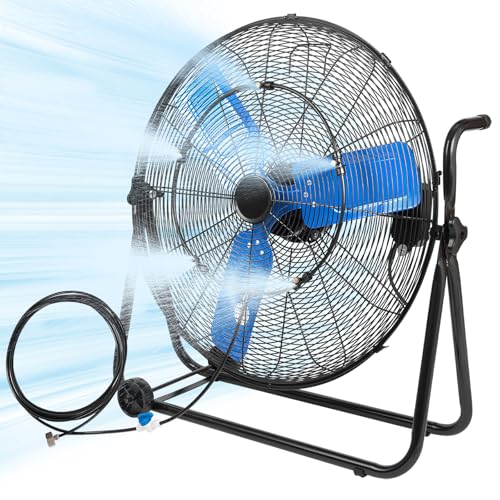 24 Inch Industrial Floor Fan High Velocity 8500 CFM Heavy Duty Outdoor Misting Fan with Aluminum...