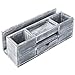 MyGift Rustic Gray Solid Wood Desktop Office Supplies Organizer Caddy with 6 Compartments for Document, Bills, Mail Holder, Pencil Cup and Pull Out Drawer