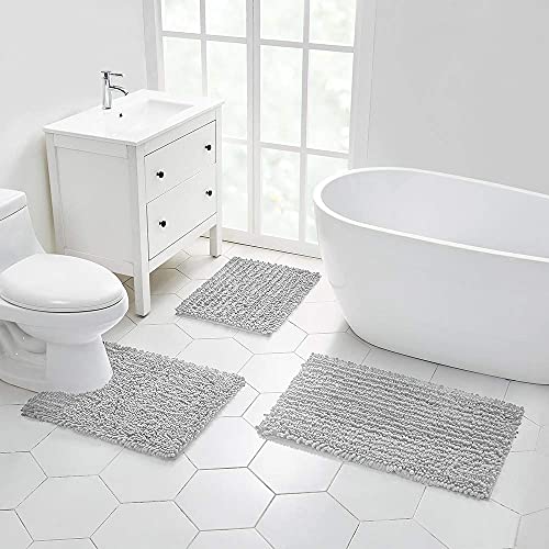 Walensee Non-Slip Water-Absorbent Bathroom Rug - Soft Chenille, Machine Washable, Extra Thick Shower Mat